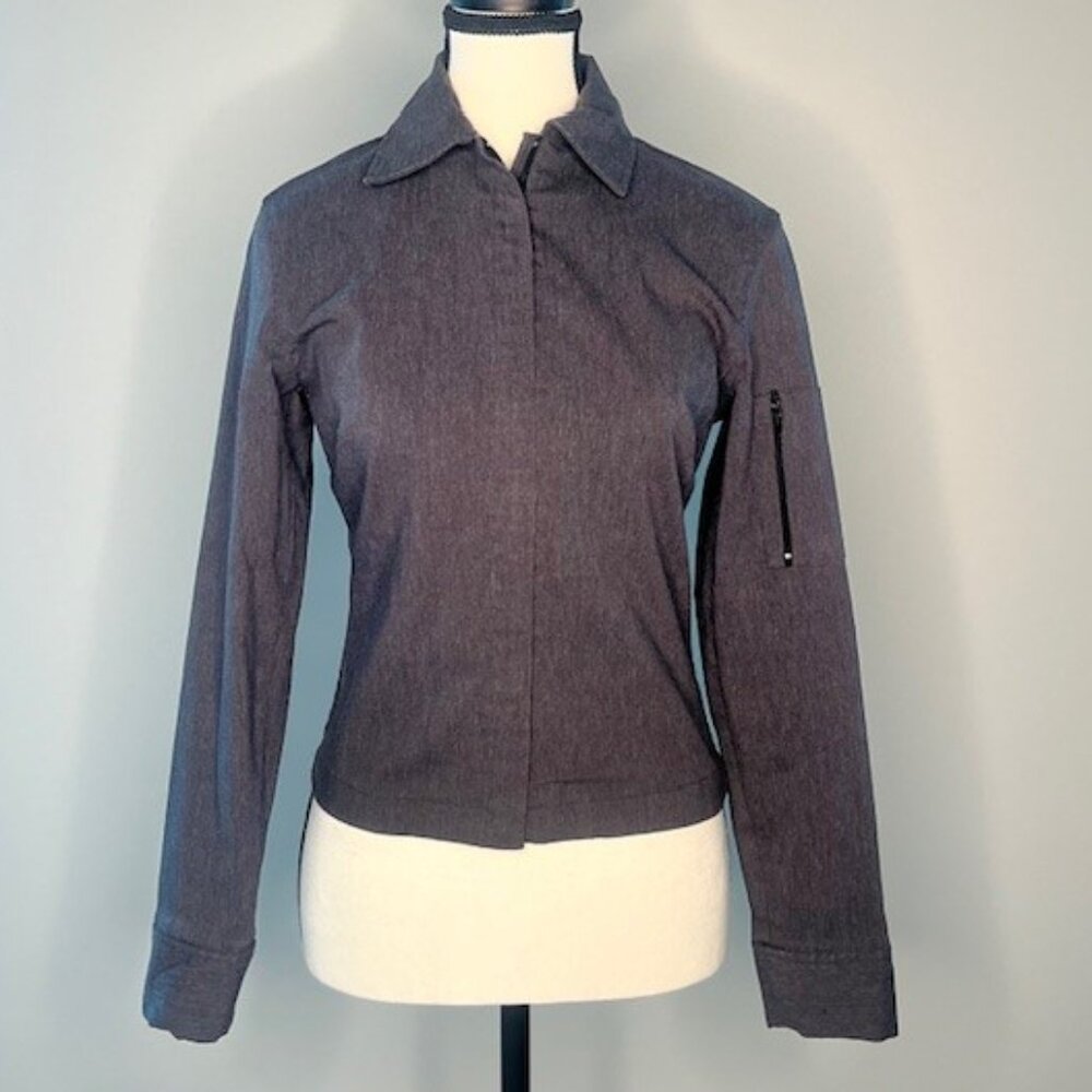 Express Women's Charcoal Grey/black zipper Blazer with Arm pocket, Size Small